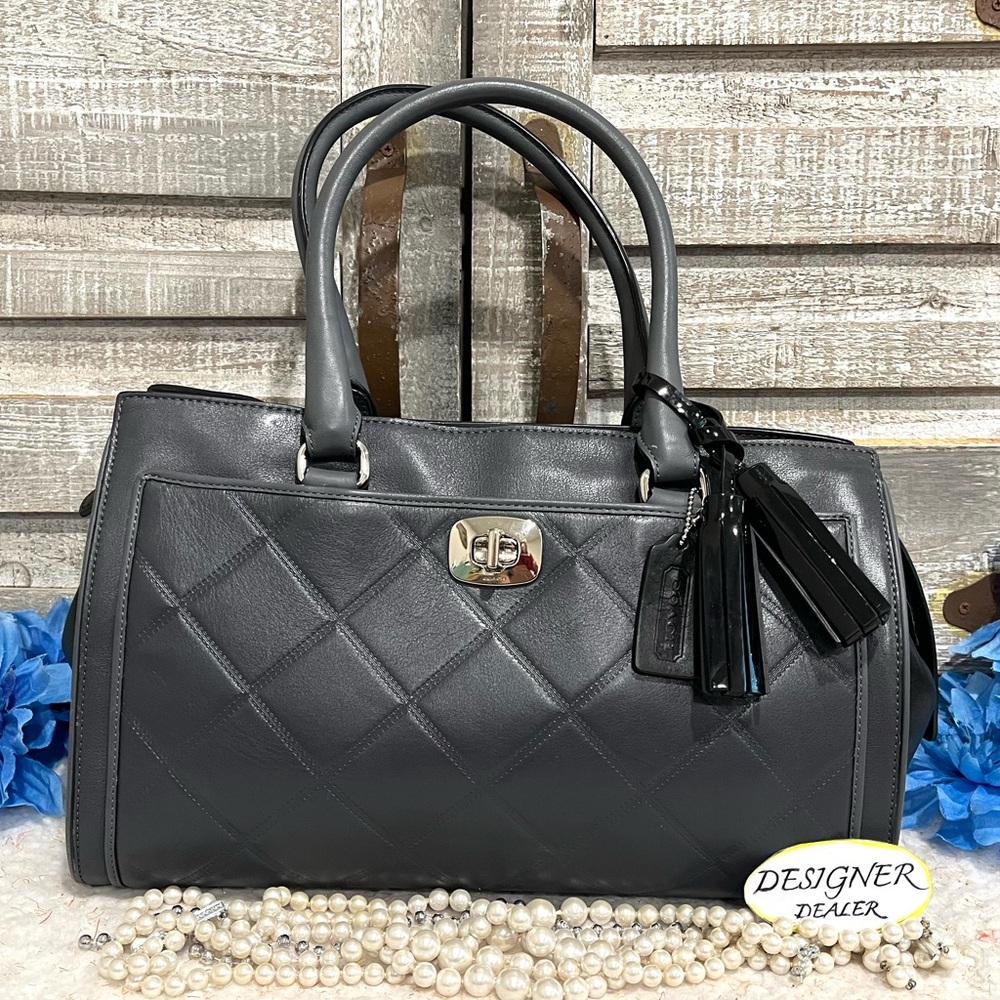 COACH Legacy Chelsea Quilted Leather Satchel 25828 Gray Black GUC!